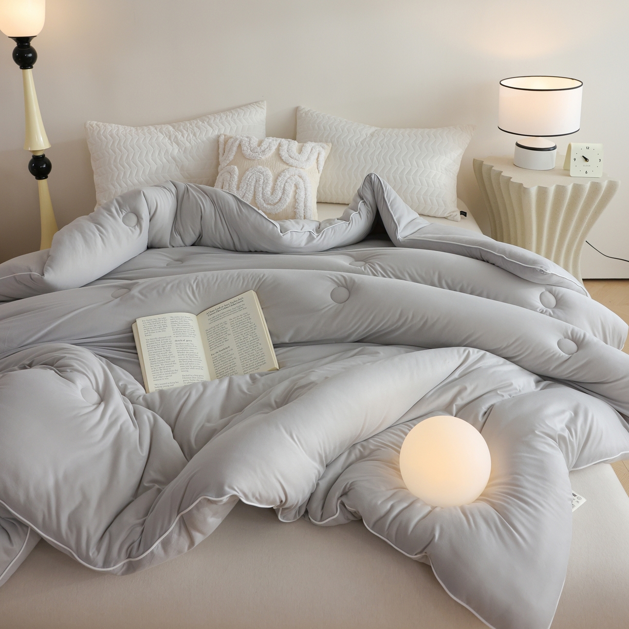 91家纺网 家纺一手货源 找家纺 益多眠 2026新款针织棉牛奶被针织被大豆被秋冬被学生被子被芯纯色被子 牛奶针织被--迷雾灰