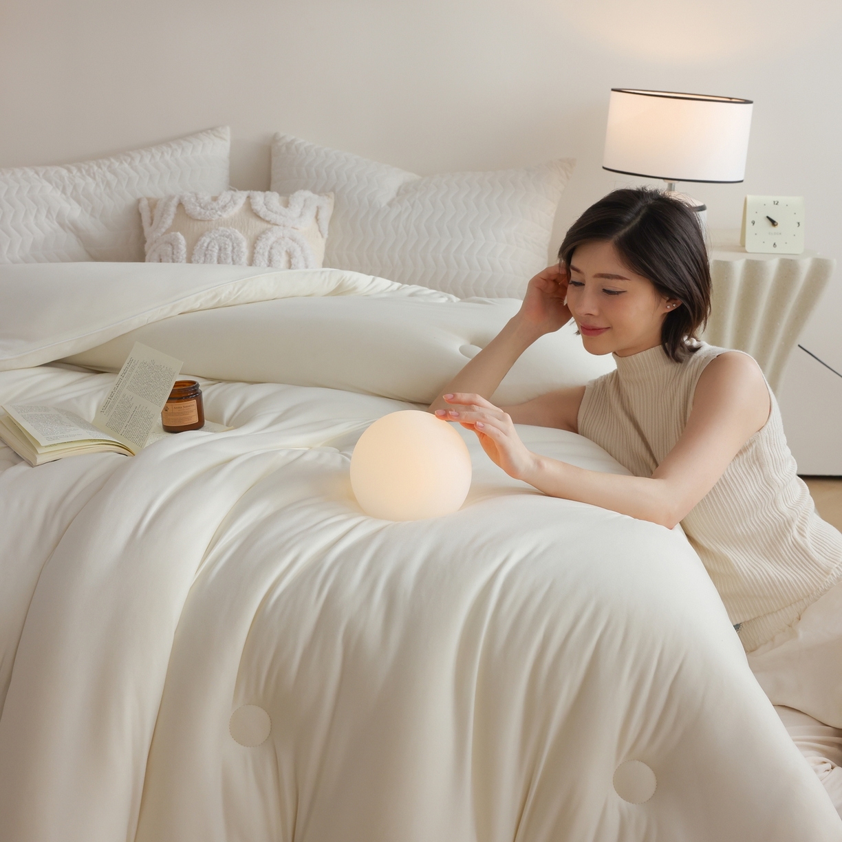 91家纺网 家纺一手货源 找家纺 益多眠 2026新款针织棉牛奶被针织被大豆被秋冬被学生被子被芯纯色被子 牛奶针织被--奶昔白