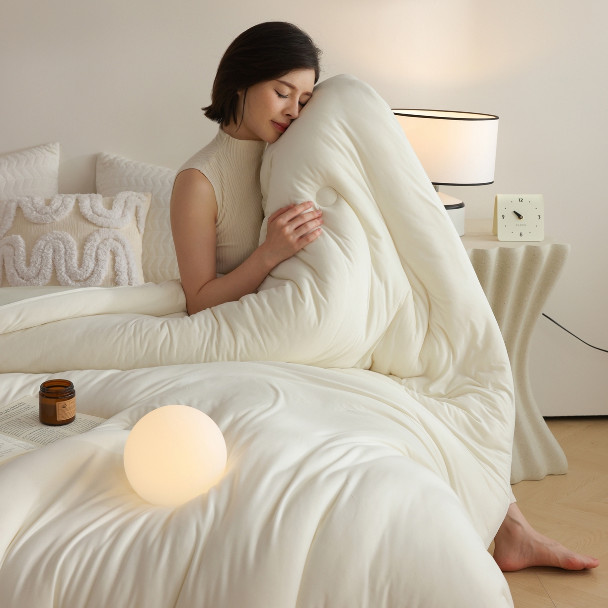 91家纺网 家纺一手货源 找家纺 益多眠 2025新款针织棉牛奶被针织被大豆被秋冬被学生被子被芯纯色被子 牛奶针织被--奶白绿