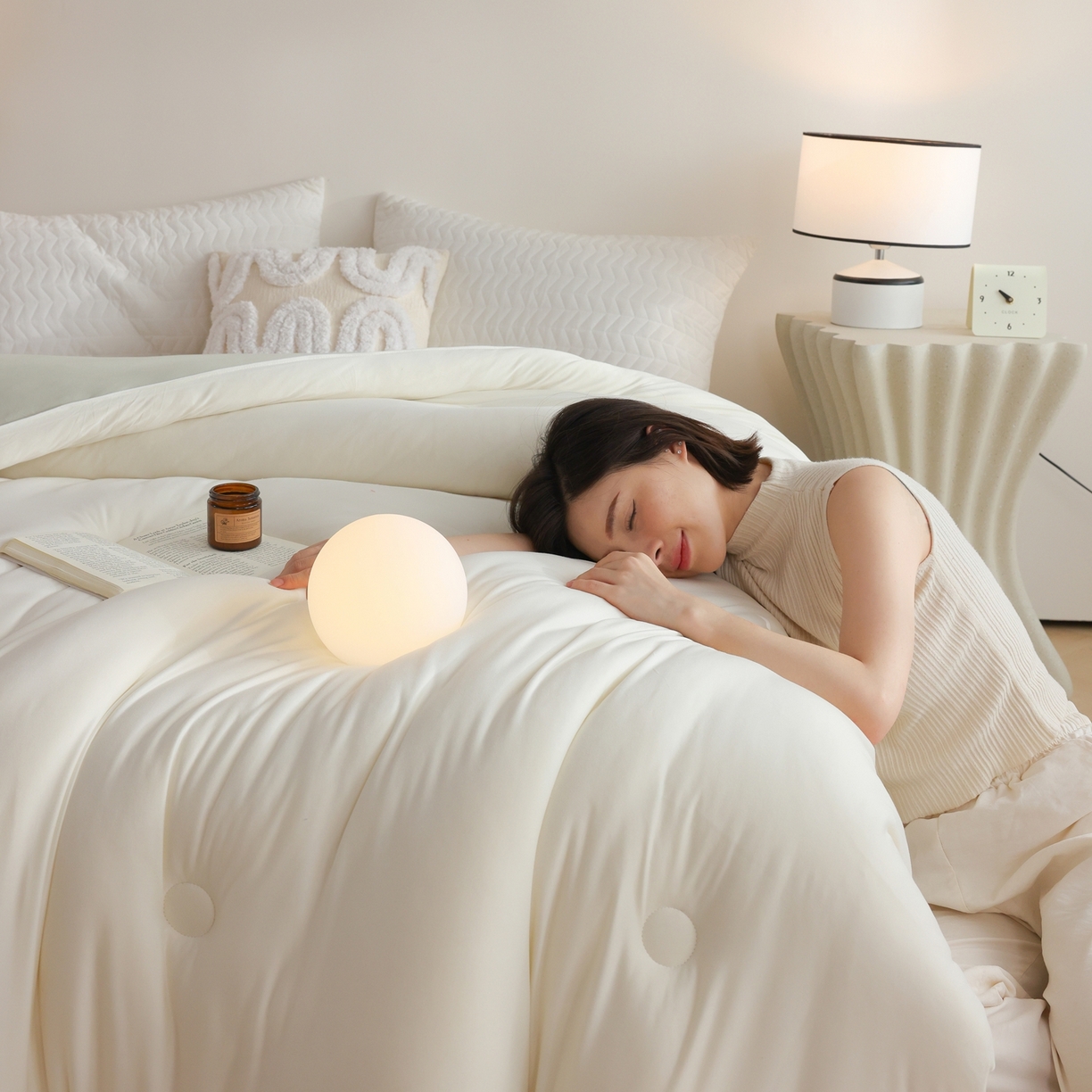 91家纺网 家纺一手货源 找家纺 益多眠 2025新款针织棉牛奶被针织被大豆被秋冬被学生被子被芯纯色被子 牛奶针织被--奶白绿