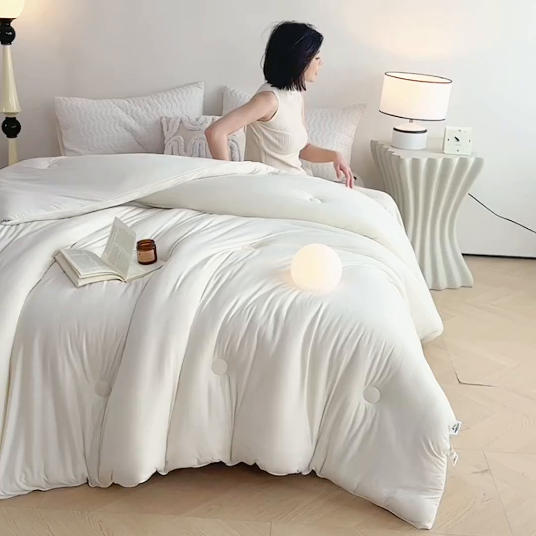 91家纺网 家纺一手货源 找家纺 益多眠 2026新款针织棉牛奶被针织被大豆被秋冬被学生被子被芯纯色被子 牛奶针织被--奶昔白