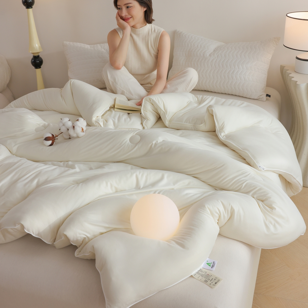 91家纺网 家纺一手货源 找家纺 益多眠 2026新款针织棉牛奶被针织被大豆被秋冬被学生被子被芯纯色被子 牛奶针织被--奶昔白