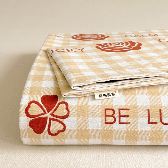 91家纺网 家纺一手货源 找家纺 （总）青泽家纺 2025年新款老粗布床单原棉三枚缎卡老粗布凉席三件套亚麻棉麻床单枕套