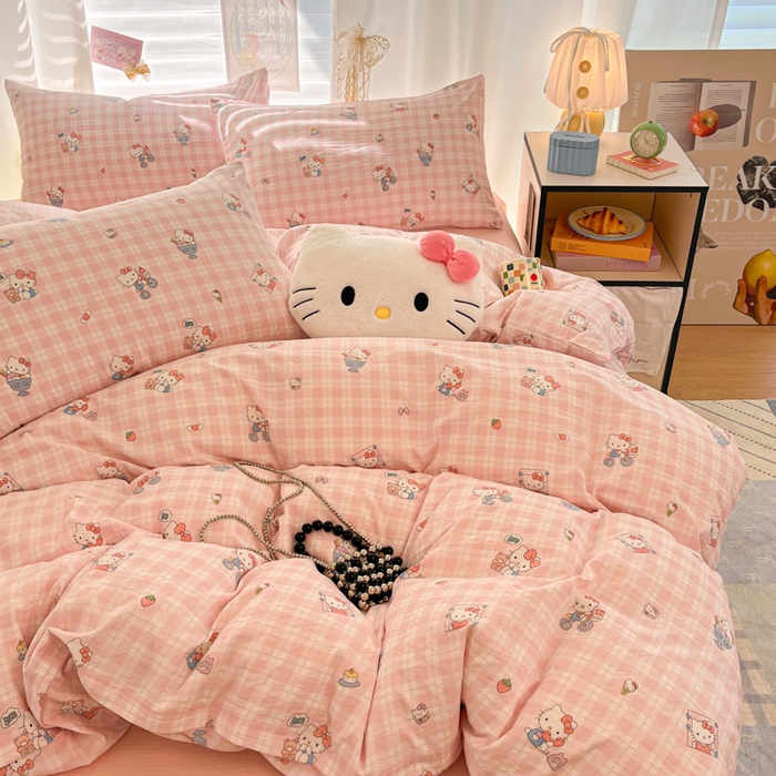 91家纺网 家纺一手货源 找家纺 （总）海岛哥哥 2025新款高克重（110克）云感提花皱皱纱正版三丽鸥四件套系列