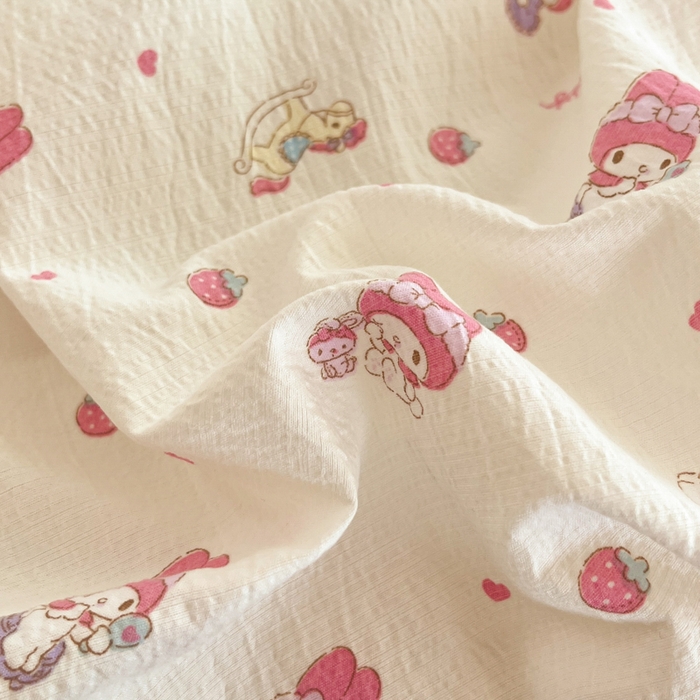 91家纺网 家纺一手货源 找家纺 海岛哥哥 2025新款高克重（110克）云感提花皱皱纱正版三丽鸥四件套系列 木马美乐蒂