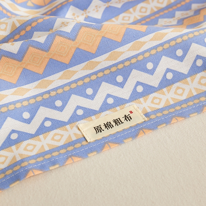 91家纺网 家纺一手货源 找家纺 青泽家纺 2025年新款老粗布床单原棉三枚缎卡老粗布凉席三件套亚麻棉麻床单枕套 波西米亚