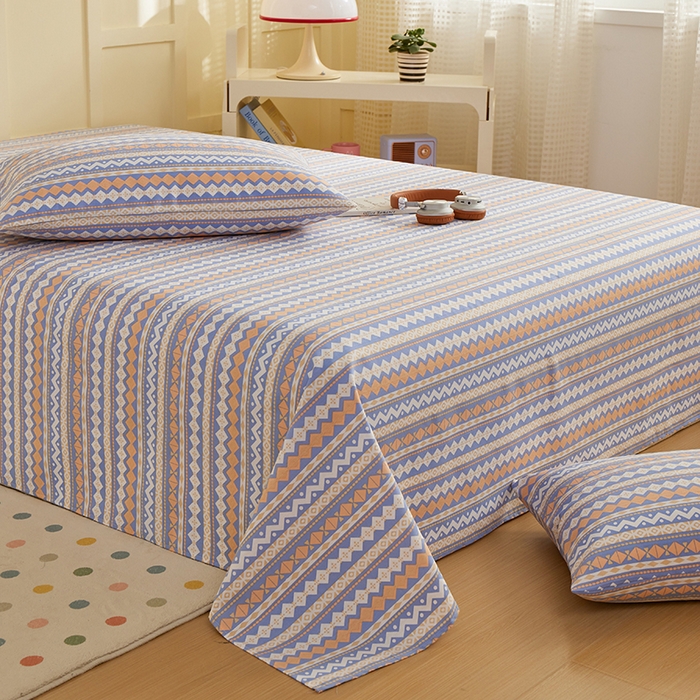 91家纺网 家纺一手货源 找家纺 青泽家纺 2025年新款老粗布床单原棉三枚缎卡老粗布凉席三件套亚麻棉麻床单枕套 波西米亚