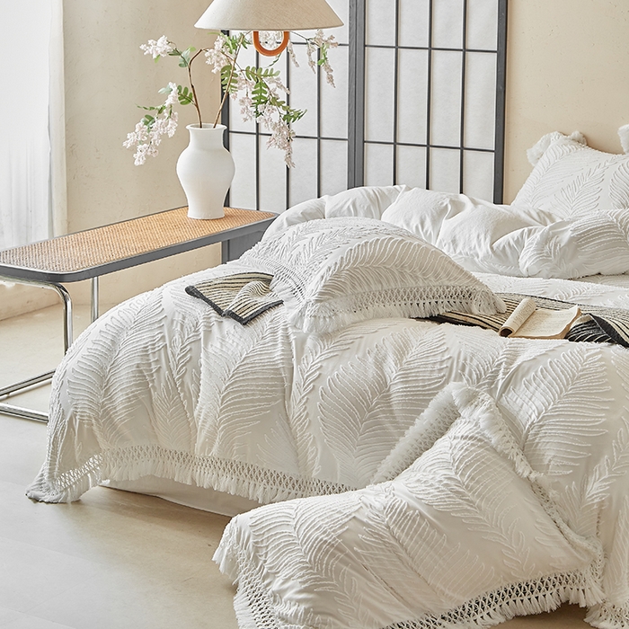 91家纺网 家纺一手货源 找家纺 （总）缘生活 2025新款剪花针叶流苏四件套四季款 民宿首选