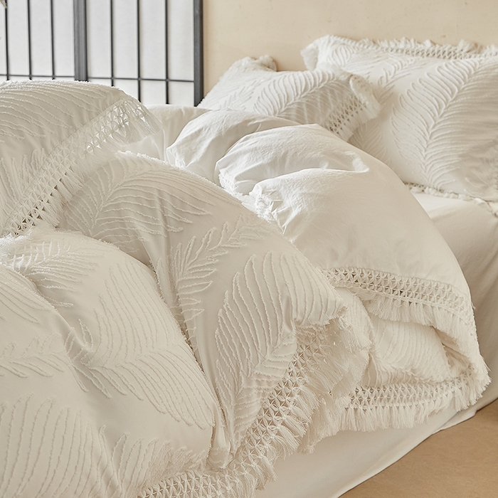 91家纺网 家纺一手货源 找家纺 （总）缘生活 2025新款剪花针叶流苏四件套四季款 民宿首选