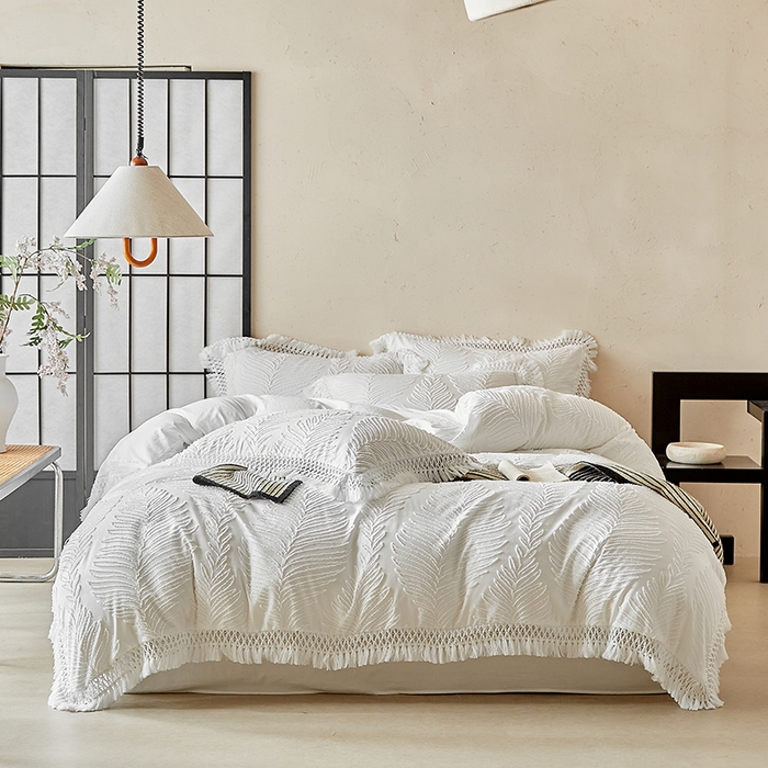 91家纺网 家纺一手货源 找家纺 （总）缘生活 2025新款剪花针叶流苏四件套四季款 民宿首选