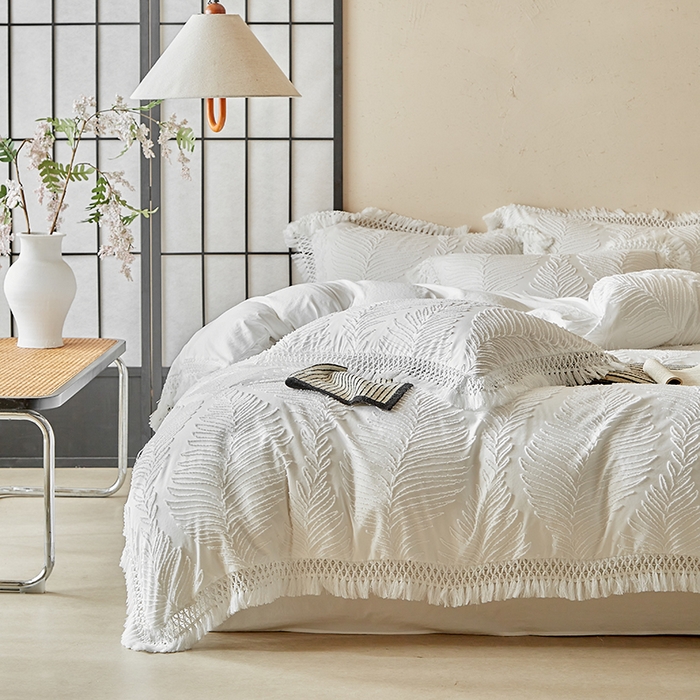 91家纺网 家纺一手货源 找家纺 （总）缘生活 2025新款剪花针叶流苏四件套四季款 民宿首选