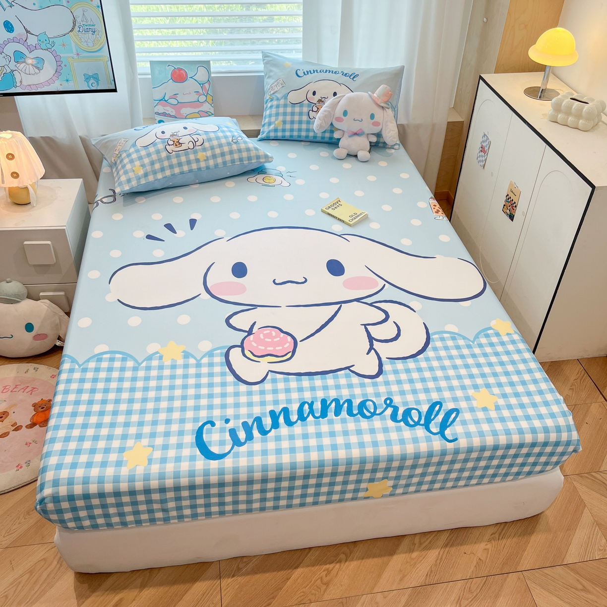 91家纺网 家纺一手货源 找家纺 暮思家居 2025新款正版授权三丽鸥大阪全棉数码印花纯棉单品床笠床笠单件单床笠（专版花型） 棉A版-快乐玉桂狗