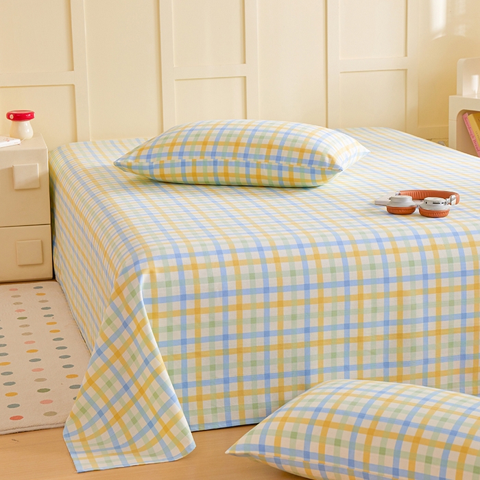 91家纺网 家纺一手货源 找家纺 青泽家纺 2025年新款老粗布床单原棉三枚缎卡老粗布凉席三件套亚麻棉麻床单枕套 格调