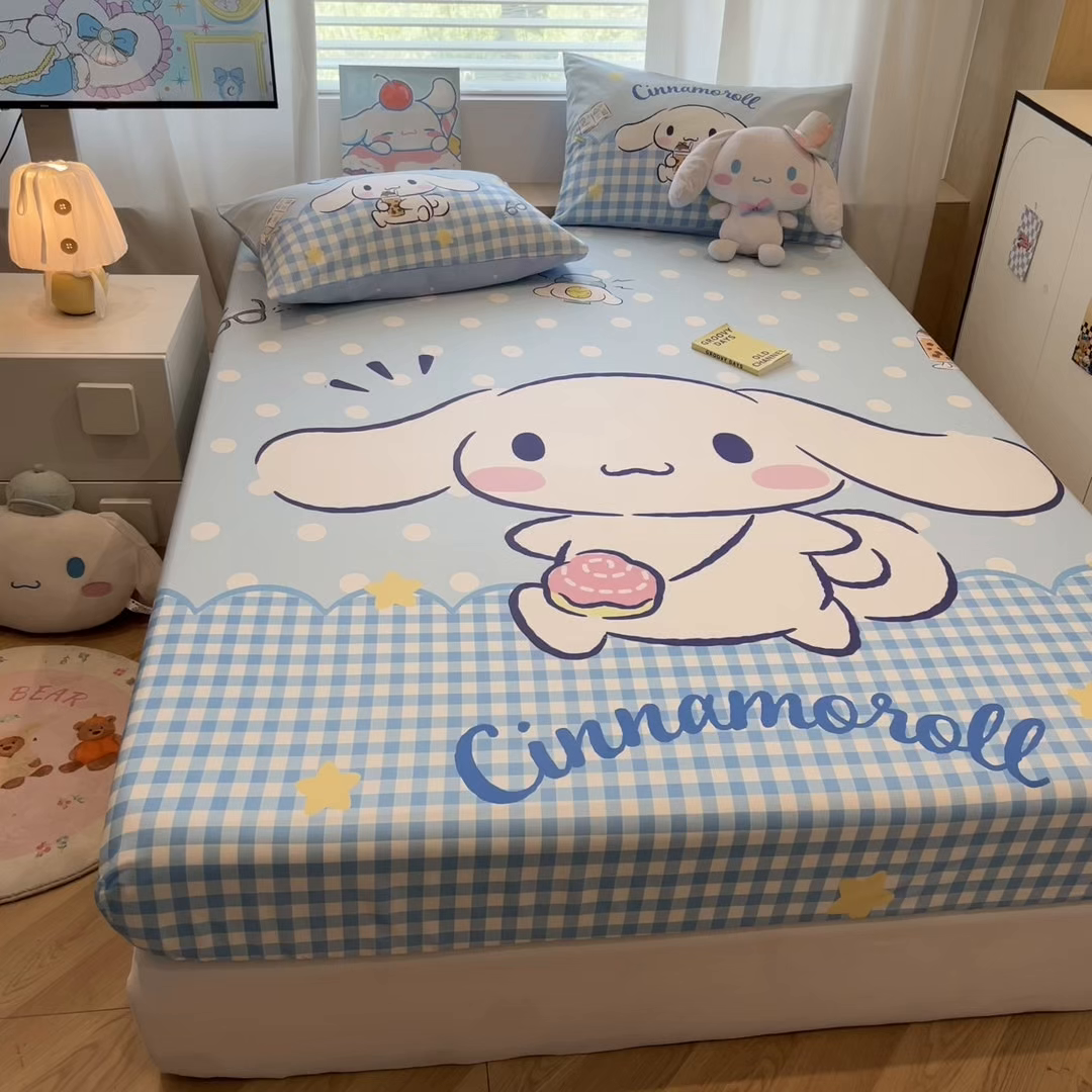 91家纺网 家纺一手货源 找家纺 暮思家居 2025新款正版授权三丽鸥大阪全棉数码印花纯棉单品床笠床笠单件单床笠（专版花型） 棉A版-快乐玉桂狗