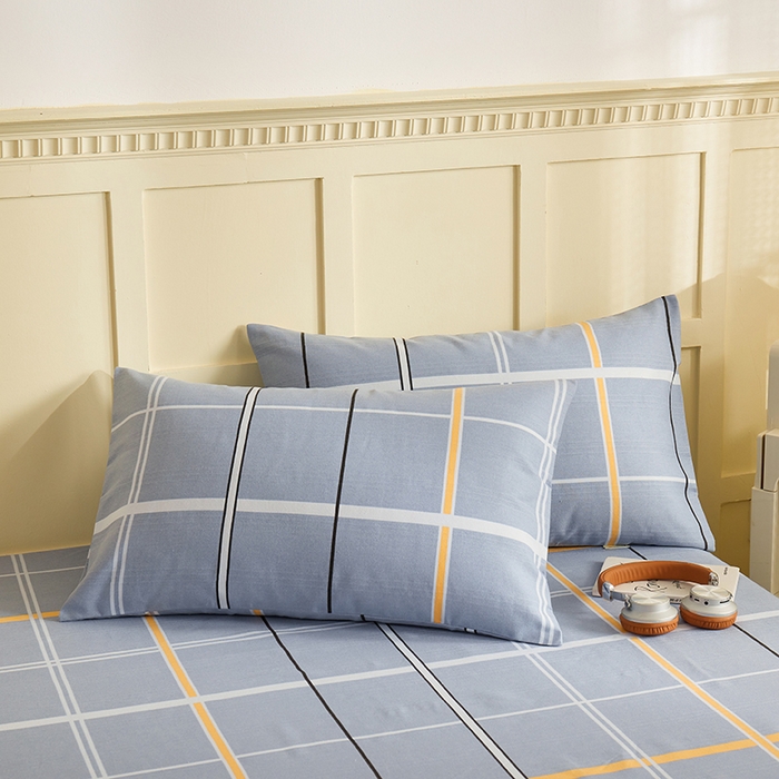 91家纺网 家纺一手货源 找家纺 青泽家纺 2025年新款老粗布床单原棉三枚缎卡老粗布凉席三件套亚麻棉麻床单枕套 灰大格