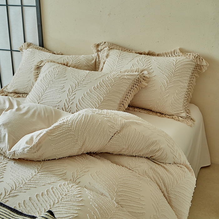 91家纺网 家纺一手货源 找家纺 缘生活 2025新款剪花针叶流苏四件套四季款 民宿首选 剪花针叶卡其+流苏