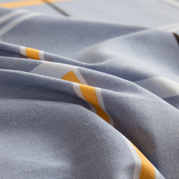 91家纺网 家纺一手货源 找家纺 青泽家纺 2025年新款老粗布床单原棉三枚缎卡老粗布凉席三件套亚麻棉麻床单枕套 灰大格