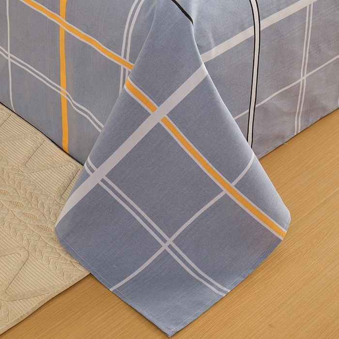 91家纺网 家纺一手货源 找家纺 青泽家纺 2025年新款老粗布床单原棉三枚缎卡老粗布凉席三件套亚麻棉麻床单枕套 灰大格