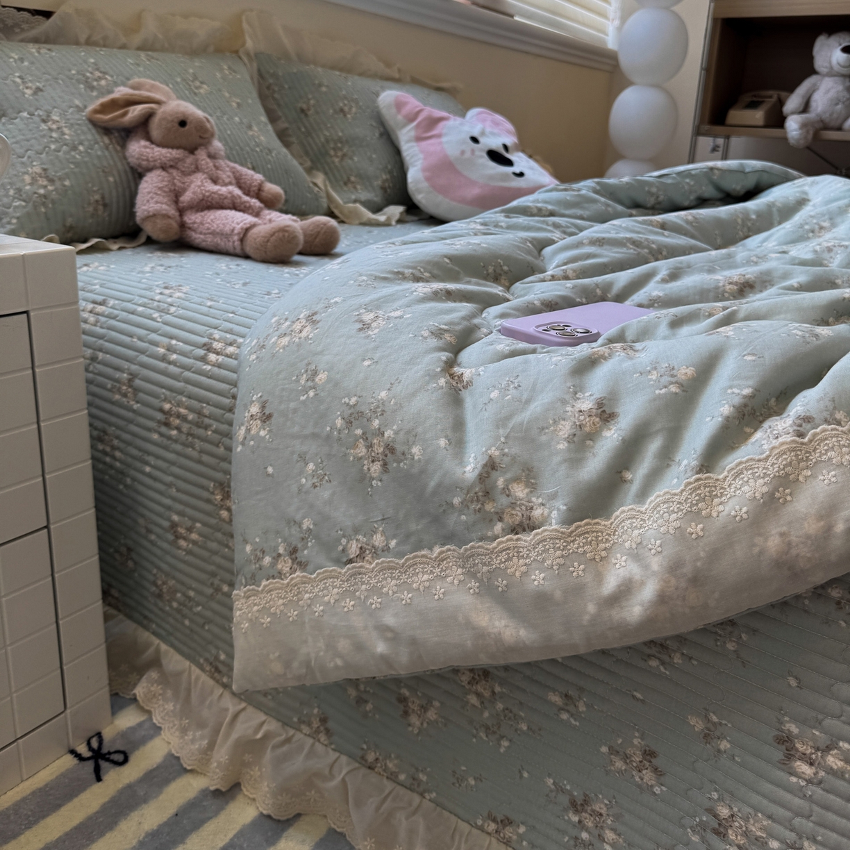 91家纺网 家纺一手货源 找家纺 （总）一加一 2025新款田园风全棉纯棉双层纱床盖冬被被子被芯四件套