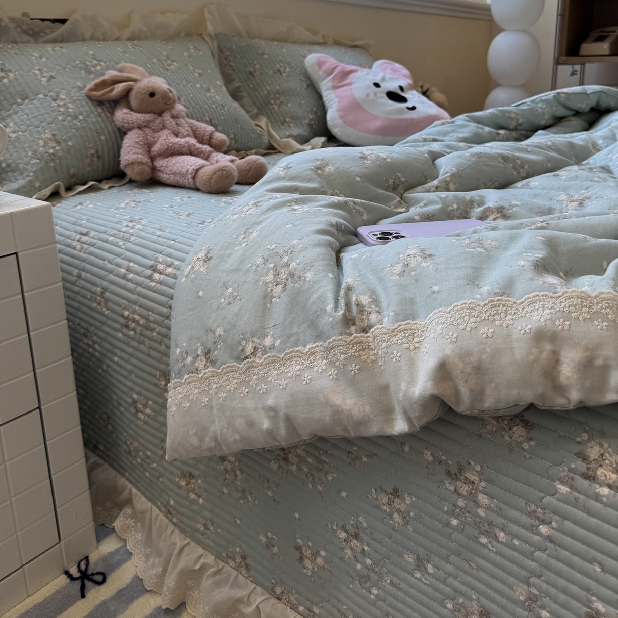 91家纺网 家纺一手货源 找家纺 （总）一加一 2025新款田园风全棉纯棉双层纱床盖冬被被子被芯四件套