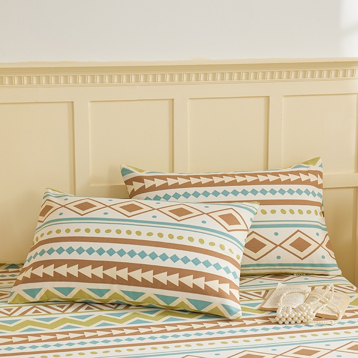 91家纺网 家纺一手货源 找家纺 青泽家纺 2025年新款老粗布床单原棉三枚缎卡老粗布凉席三件套亚麻棉麻床单枕套 几何