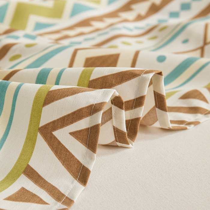 91家纺网 家纺一手货源 找家纺 青泽家纺 2025年新款老粗布床单原棉三枚缎卡老粗布凉席三件套亚麻棉麻床单枕套 几何