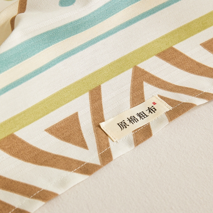 91家纺网 家纺一手货源 找家纺 青泽家纺 2025年新款老粗布床单原棉三枚缎卡老粗布凉席三件套亚麻棉麻床单枕套 几何