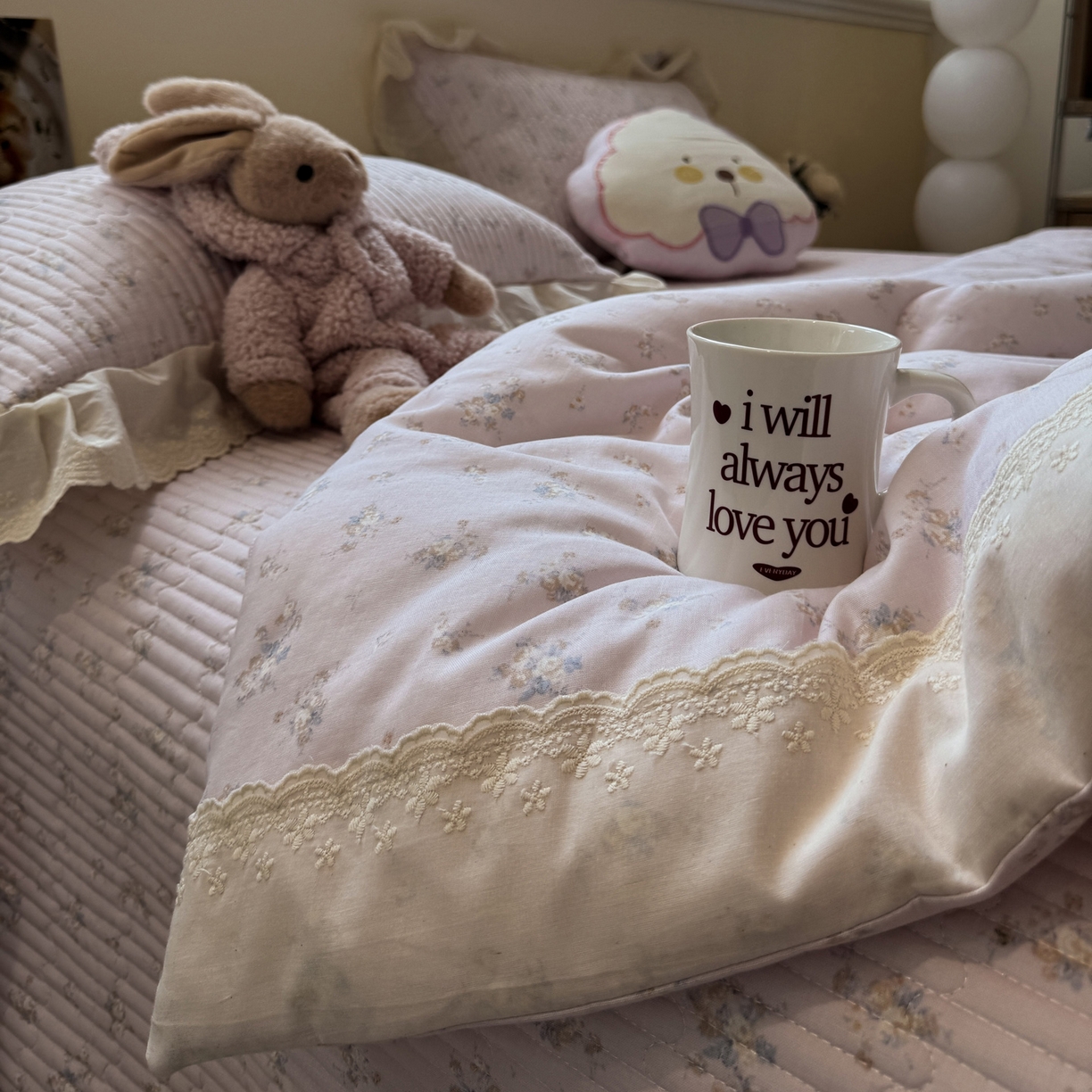 91家纺网 家纺一手货源 找家纺 一加一 2025新款田园风全棉纯棉双层纱床盖冬被被子被芯四件套 玲兰铛-粉