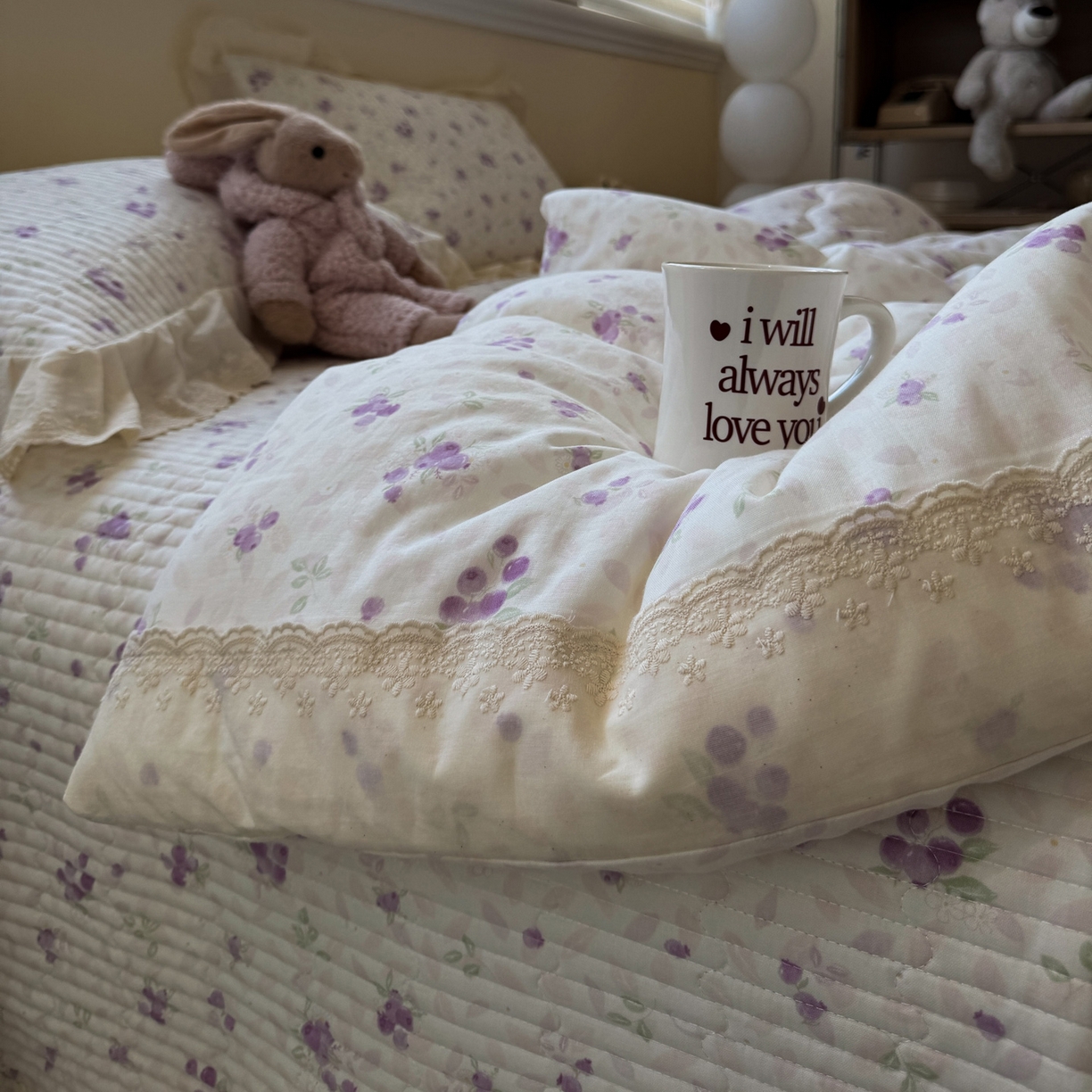 91家纺网 家纺一手货源 找家纺 一加一 2025新款田园风全棉纯棉双层纱床盖冬被被子被芯四件套 莓果雨