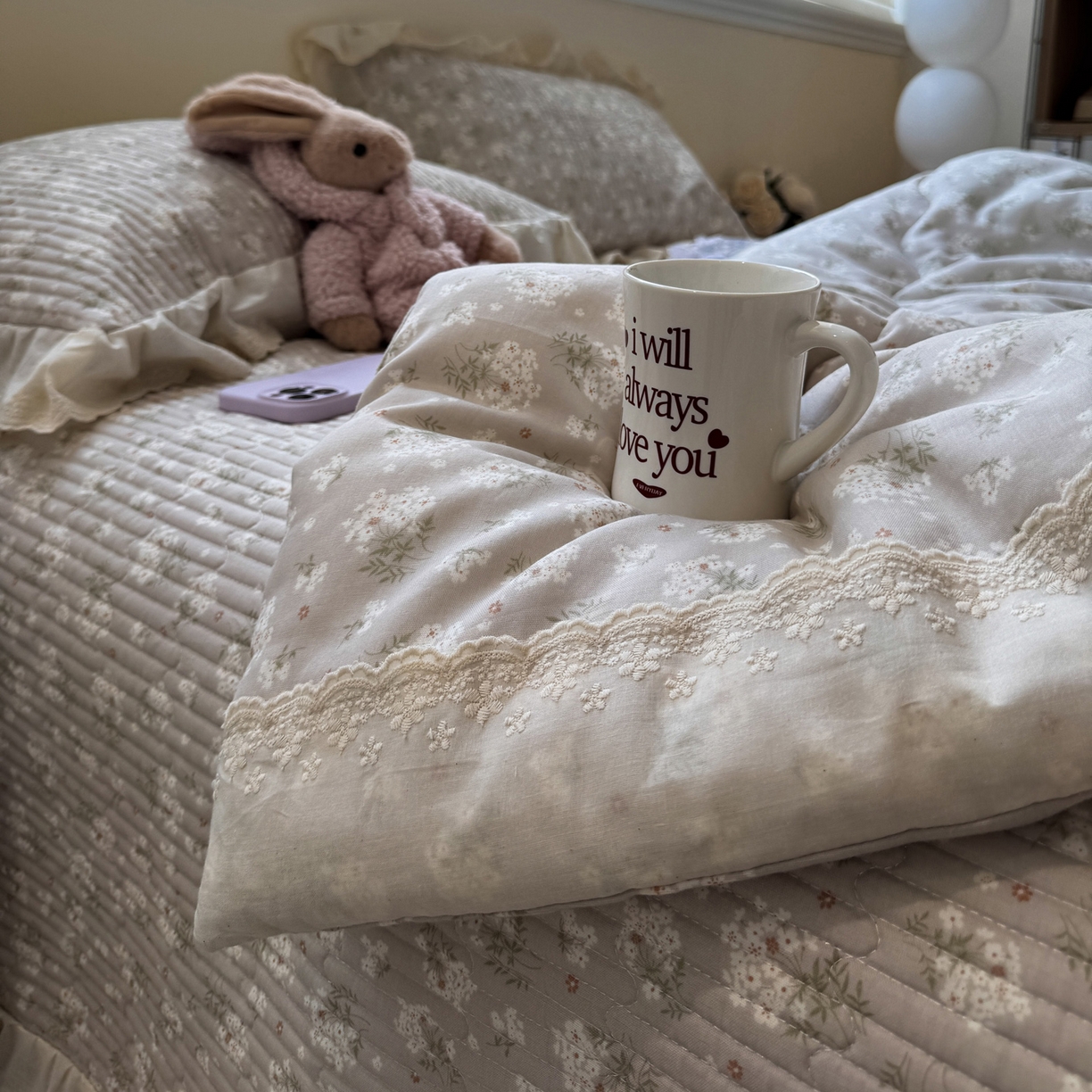 91家纺网 家纺一手货源 找家纺 一加一 2025新款田园风全棉纯棉双层纱床盖冬被被子被芯四件套 杏花小镇-驼