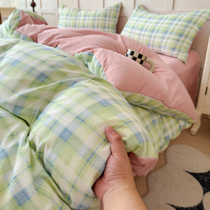 91家纺网 家纺一手货源 找家纺 绒裕家纺 2025学生季直播爆款云感皱皱纱四件套 梦境