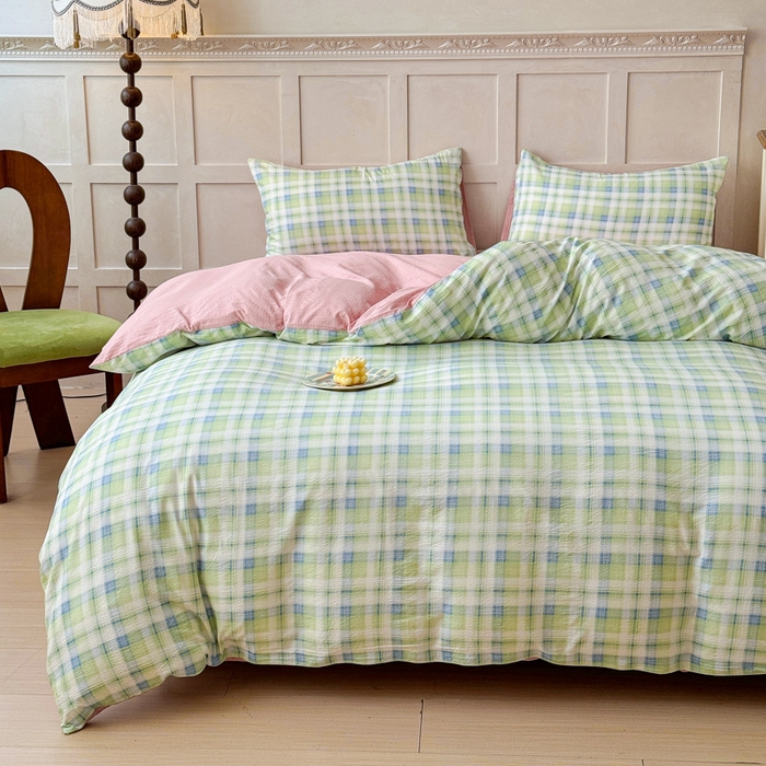 91家纺网 家纺一手货源 找家纺 绒裕家纺 2025学生季直播爆款云感皱皱纱四件套 梦境