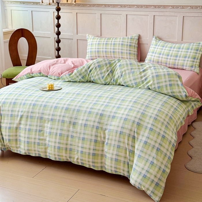 91家纺网 家纺一手货源 找家纺 绒裕家纺 2025学生季直播爆款云感皱皱纱四件套 梦境