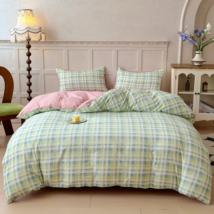 91家纺网 家纺一手货源 找家纺 绒裕家纺 2025学生季直播爆款云感皱皱纱四件套 梦境