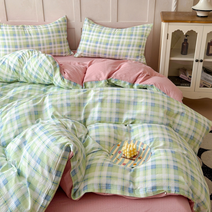 91家纺网 家纺一手货源 找家纺 绒裕家纺 2025学生季直播爆款云感皱皱纱四件套 梦境