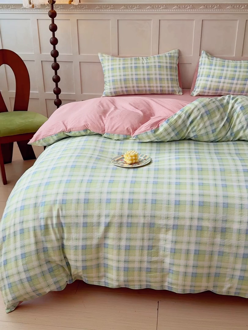 91家纺网 家纺一手货源 找家纺 绒裕家纺 2025学生季直播爆款云感皱皱纱四件套 梦境