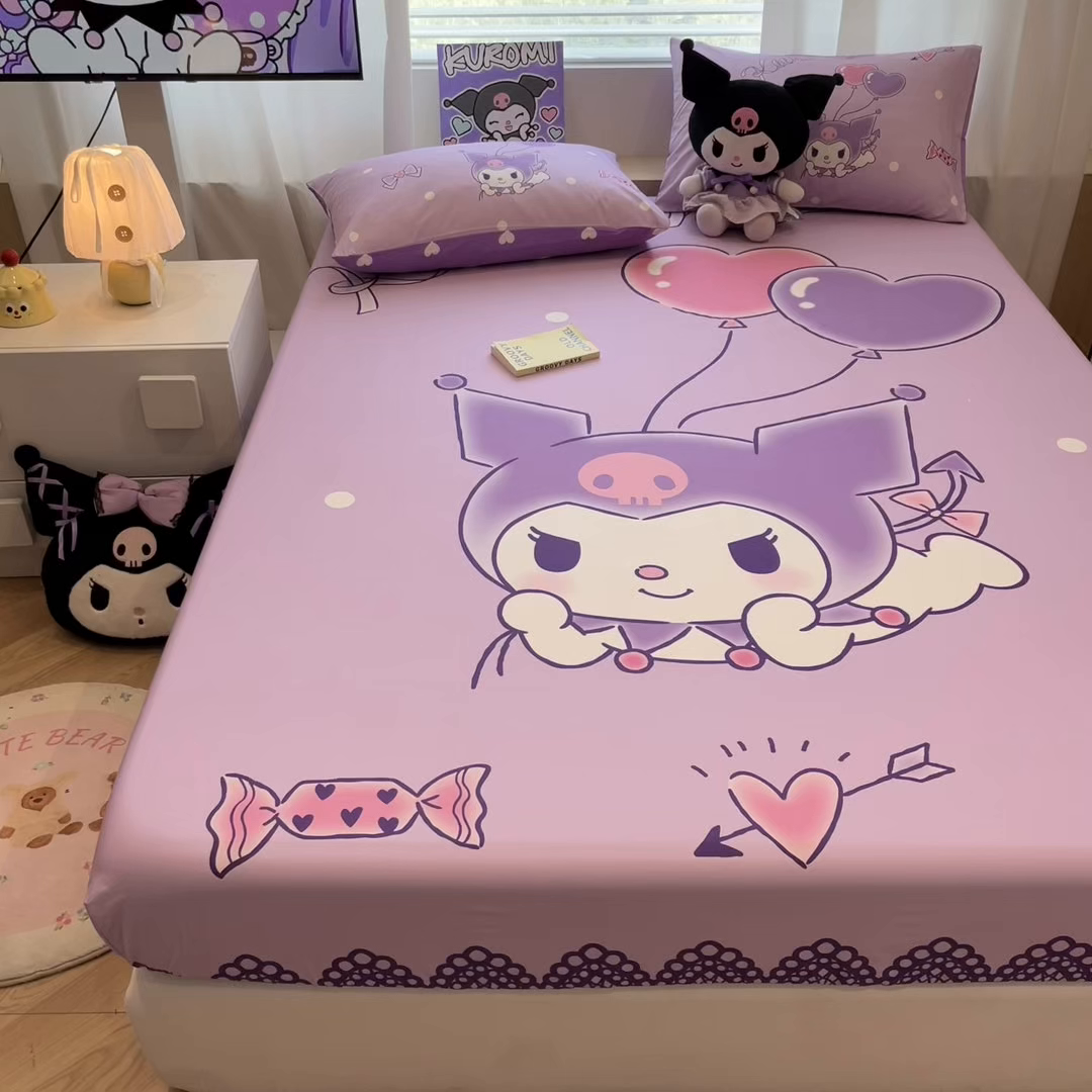 91家纺网 家纺一手货源 找家纺 暮思家居 2025新款正版授权三丽鸥大阪全棉数码印花纯棉单品床笠床笠单件单床笠（专版花型） 棉A版-梦想库洛米