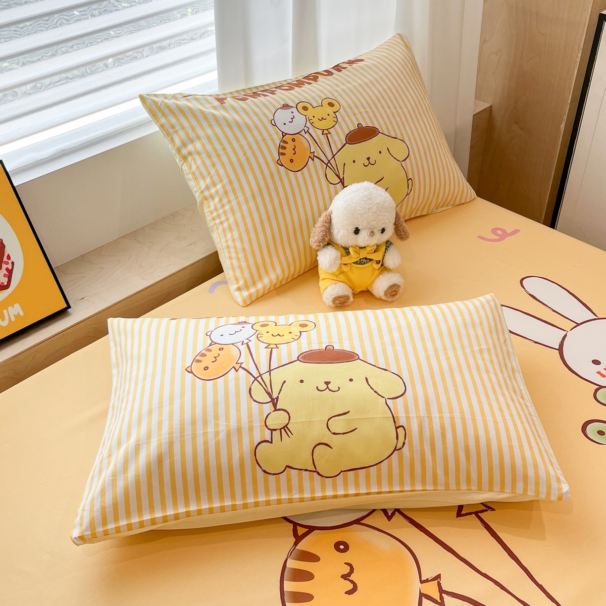 91家纺网 家纺一手货源 找家纺 暮思家居 2025新款正版授权三丽鸥大阪全棉数码印花纯棉单品床笠床笠单件单床笠（专版花型） 棉A版-奶黄包布丁狗