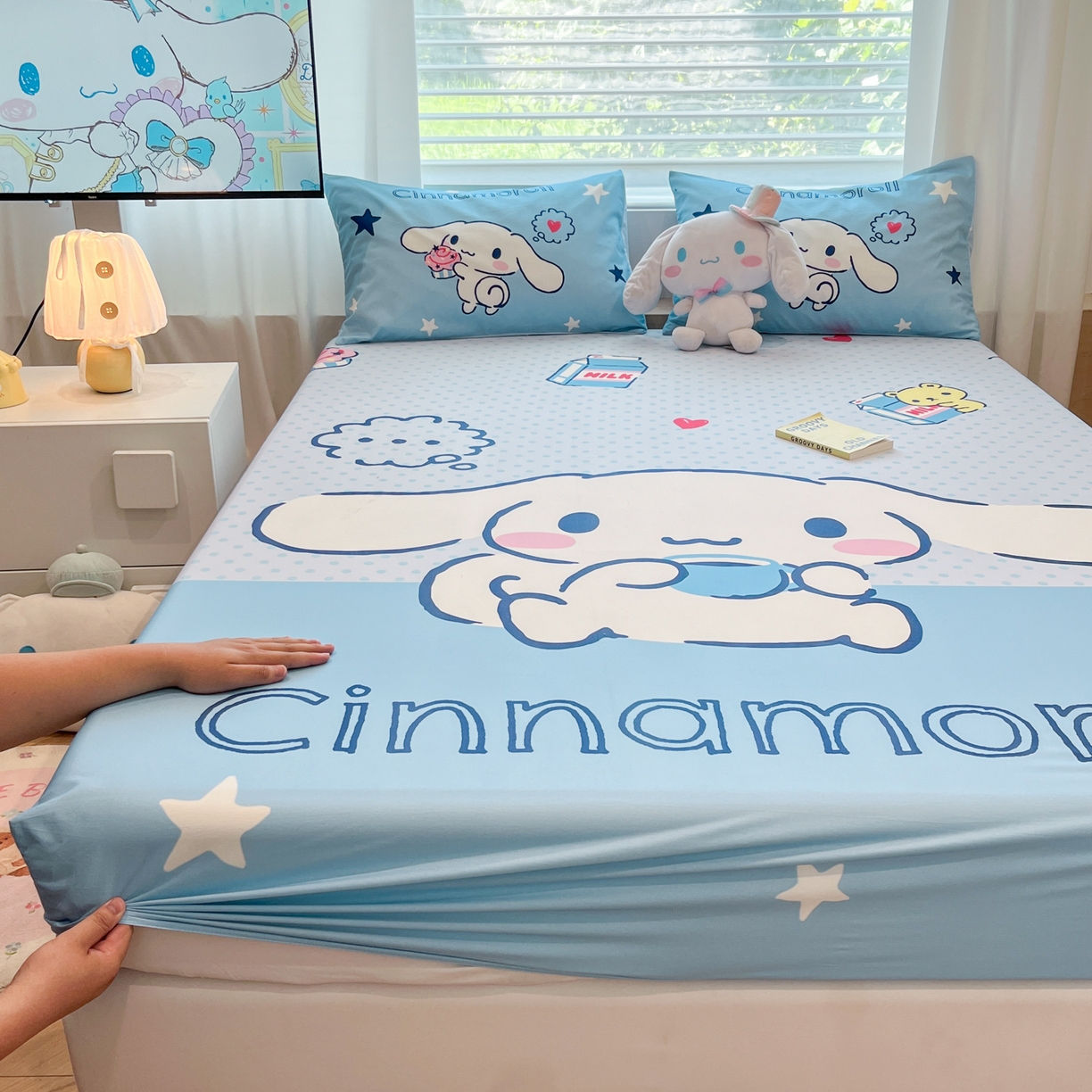 91家纺网 家纺一手货源 找家纺 暮思家居 2025新款正版授权三丽鸥大阪全棉数码印花纯棉单品床笠床笠单件单床笠（专版花型） 棉A版-甜品大耳狗