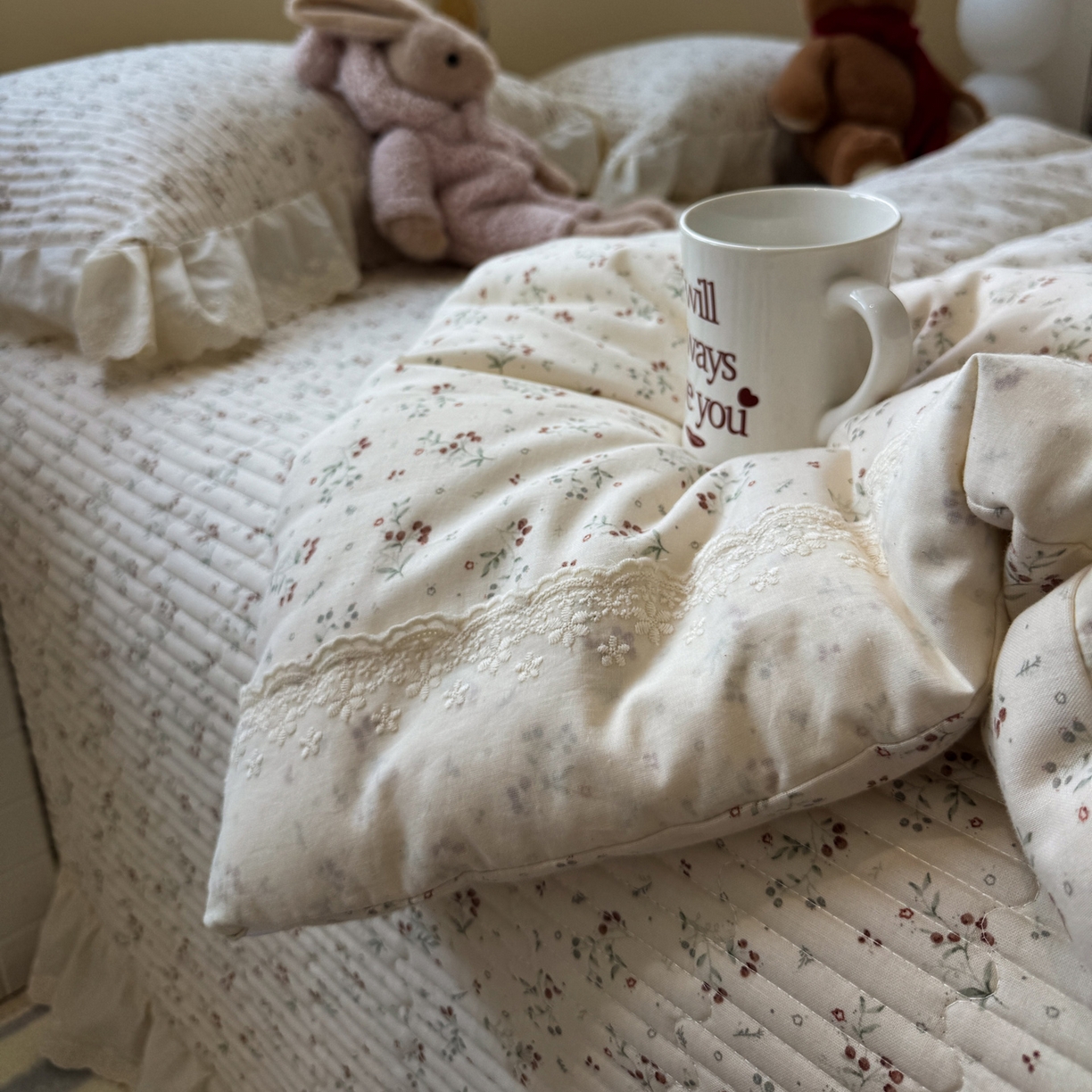 91家纺网 家纺一手货源 找家纺 一加一 2025新款田园风全棉纯棉双层纱床盖冬被被子被芯四件套 果然花香