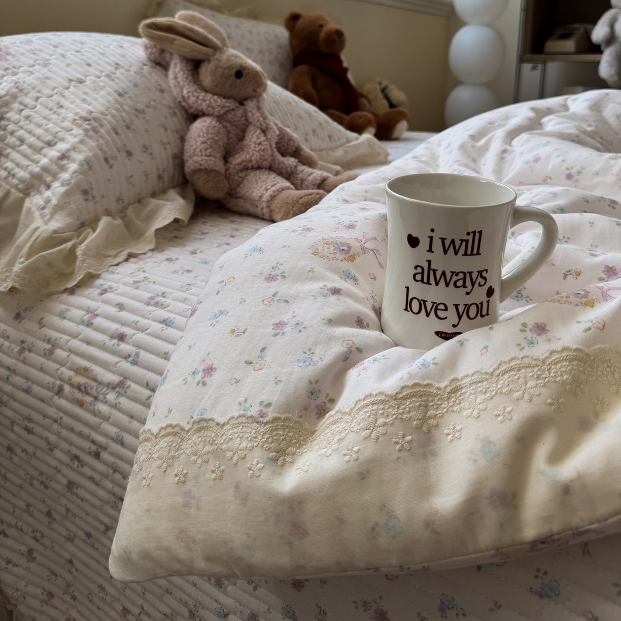 91家纺网 家纺一手货源 找家纺 一加一 2025新款田园风全棉纯棉双层纱床盖冬被被子被芯四件套 兰絮-粉