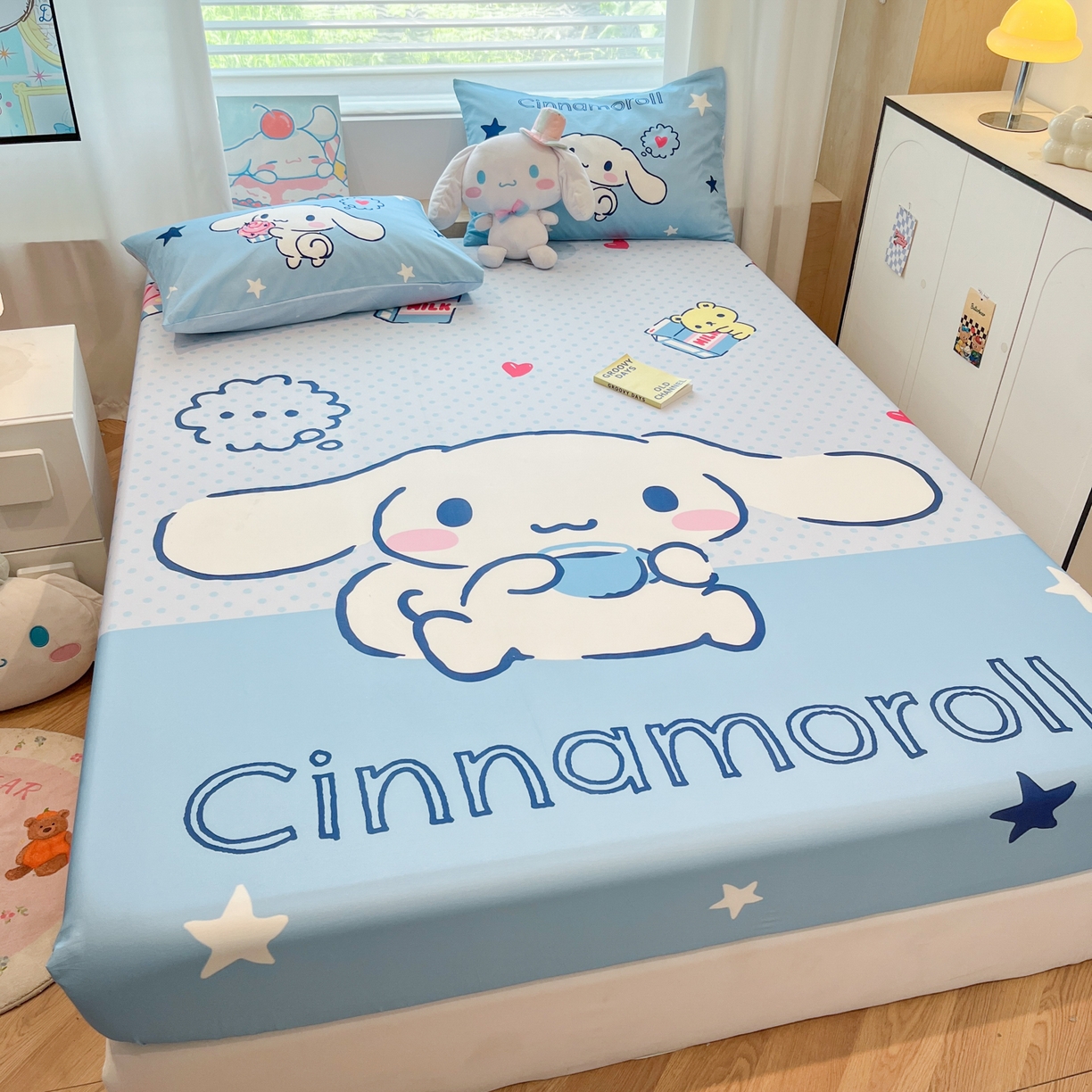 91家纺网 家纺一手货源 找家纺 暮思家居 2025新款正版授权三丽鸥大阪全棉数码印花纯棉单品床笠床笠单件单床笠（专版花型） 棉A版-甜品大耳狗