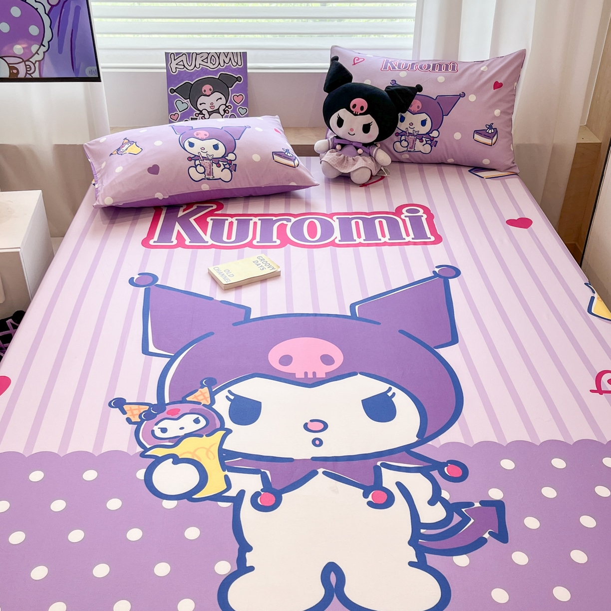 91家纺网 家纺一手货源 找家纺 暮思家居 2025新款正版授权三丽鸥大阪全棉数码印花纯棉单品床笠床笠单件单床笠（专版花型） 棉A版-甜筒库洛米