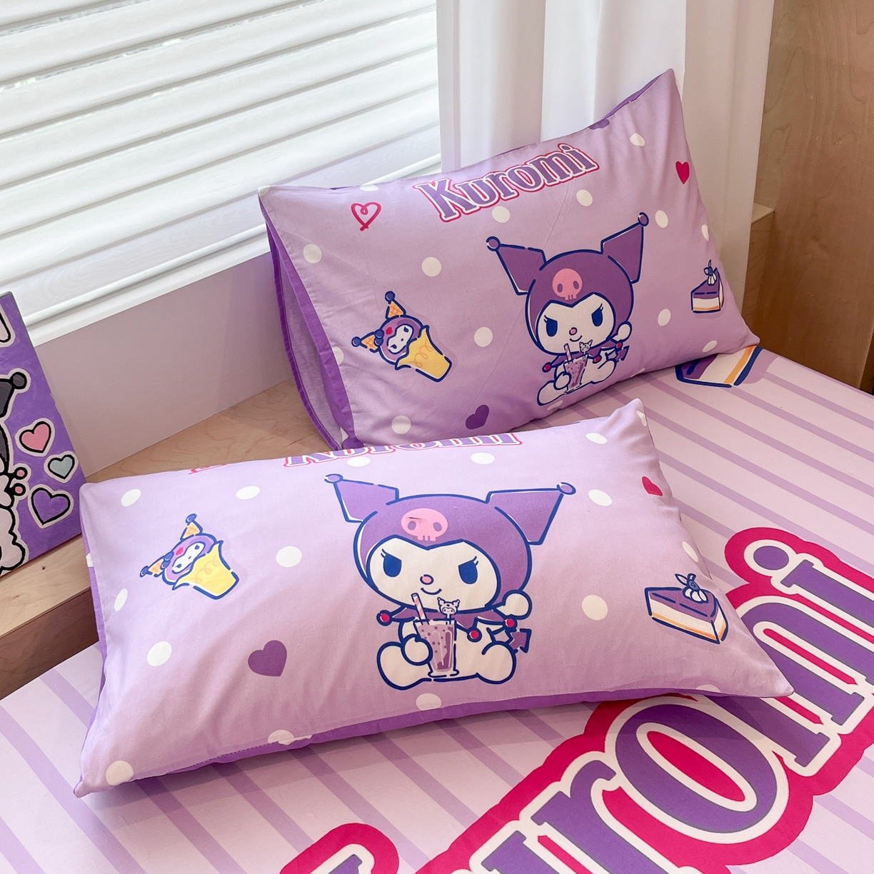 91家纺网 家纺一手货源 找家纺 暮思家居 2025新款正版授权三丽鸥大阪全棉数码印花纯棉单品床笠床笠单件单床笠（专版花型） 棉A版-甜筒库洛米