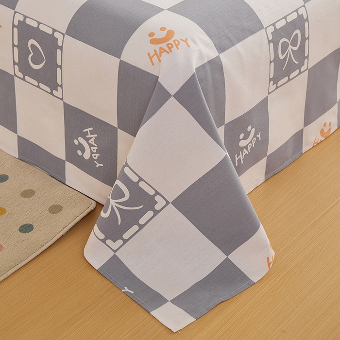 91家纺网 家纺一手货源 找家纺 青泽家纺 2025年新款老粗布床单原棉三枚缎卡老粗布凉席三件套亚麻棉麻床单枕套 快乐心情