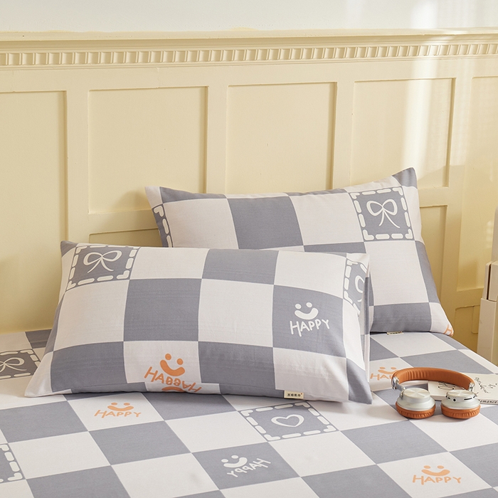 91家纺网 家纺一手货源 找家纺 青泽家纺 2025年新款老粗布床单原棉三枚缎卡老粗布凉席三件套亚麻棉麻床单枕套 快乐心情