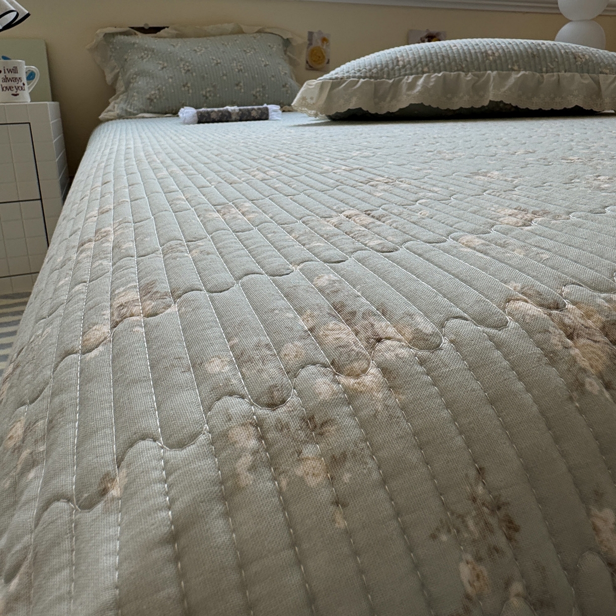 91家纺网 家纺一手货源 找家纺 （总）一加一 2025新款全棉纯棉双层纱田园风单床盖床盖单件单品床盖