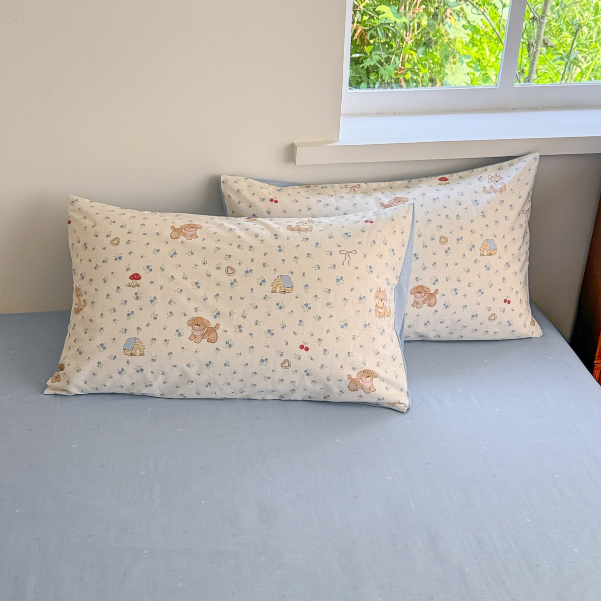 91家纺网 家纺一手货源 找家纺 2025新款全棉卡通小清新系列四件套 蘑菇狗