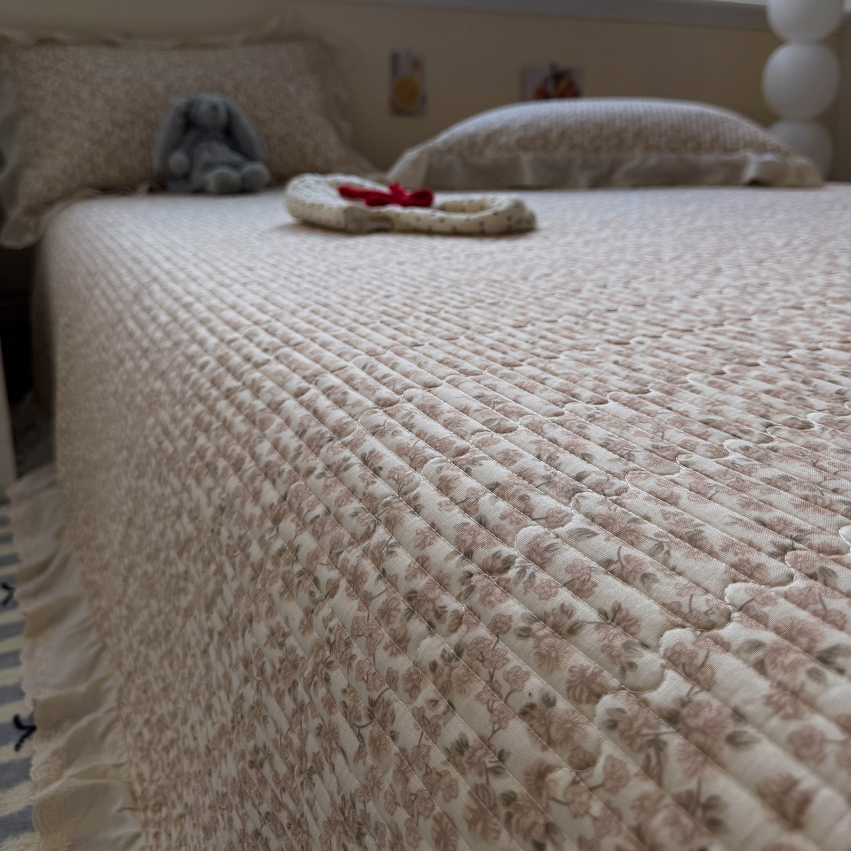 91家纺网 家纺一手货源 找家纺 一加一 2025新款全棉纯棉双层纱田园风单床盖床盖单件单品床盖 秋之寄语