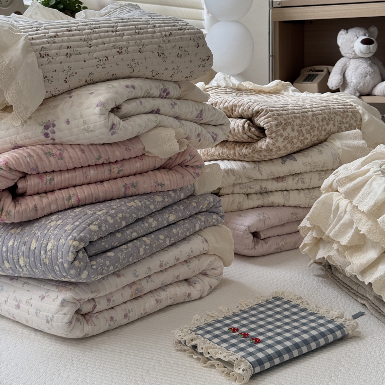 一加一 2025新款全棉纯棉双层纱田园风单床盖床盖单件单品床盖 组合图仅供展示不可下单